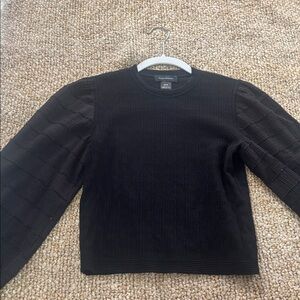 Club Monaco Textured Crewneck Sweater with puff sleeve slightly cropped